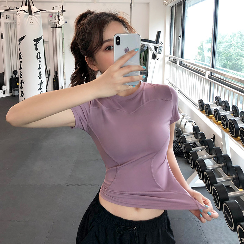 Yoga Tops Women Summer Tight Sexy Fitness Quick Drying Short Sleeves T-Shirt Running Training Professional Yoga Suit Set