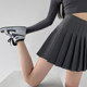 Gray high waist pleated skirt female summer 2023 new small person slim black skirt a word jk skirt