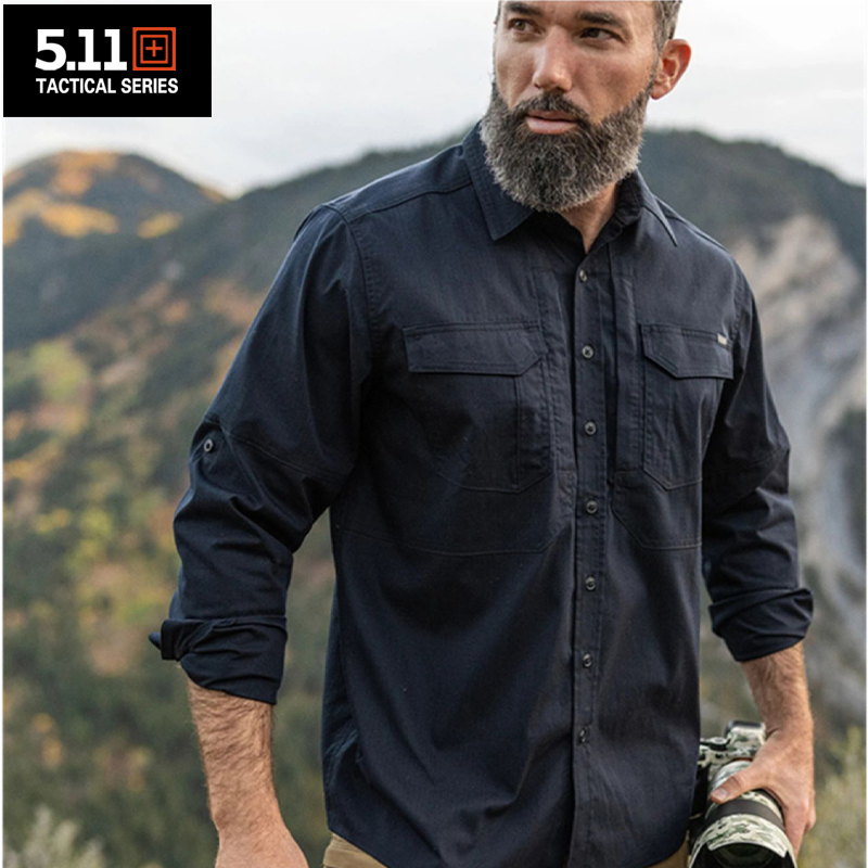 5.11 Tactical Shirt Men's Elastic Scratch-Resistant Long-Sleeved Shirt 72543 Outdoor Wear-Resistant Lapel 511 Shirt Anti-Stain Shirt