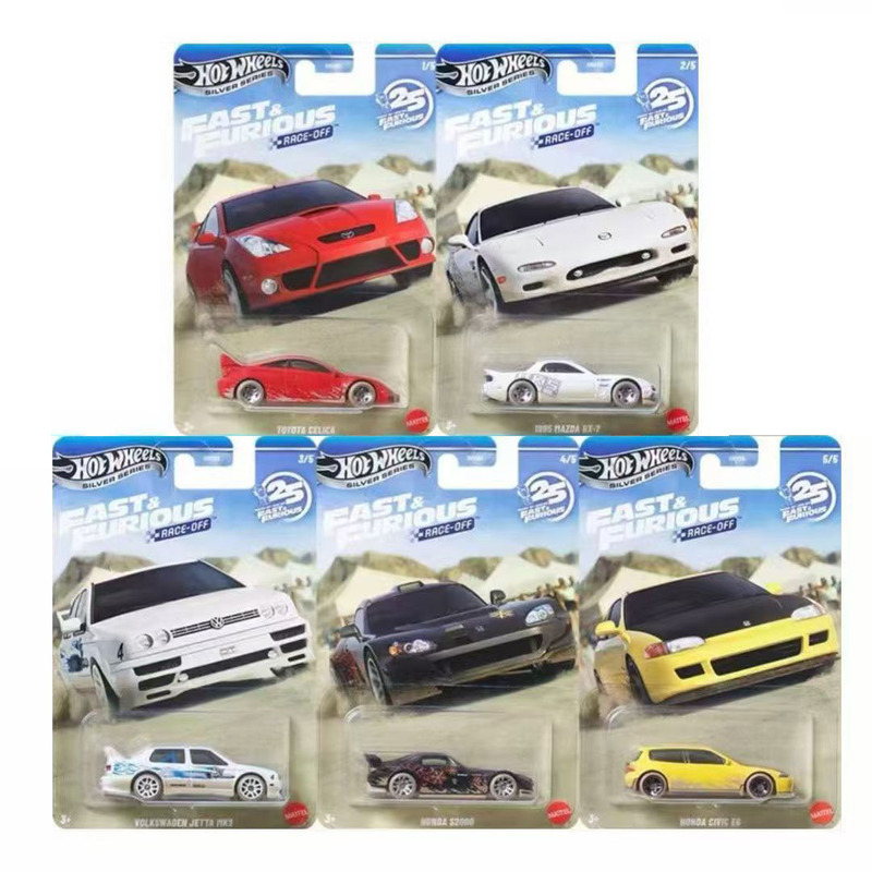 Hot Wheels High Speed and Passion Mazda Rx7 Honda Civic Volkswagen Jetta Alloy Car Model Hnr88