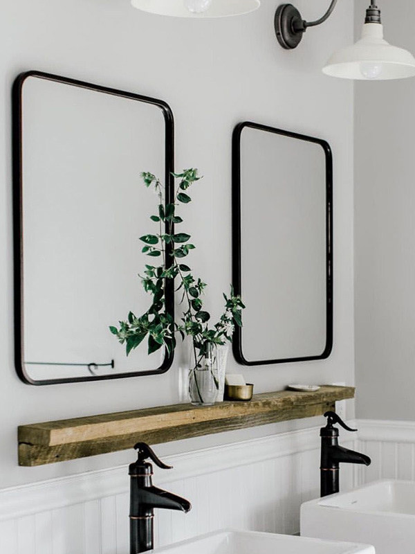 Nordic wall-mounted makeup mirror creative bathroom mirror art rounded rectangular toilet mirror toilet powder room mirror