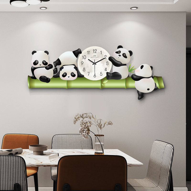 Panda Hanging Clock Living Room 2023 New Home Fashion Creative Timepiece Modern Minima Atmospheric Restaurant Clock Hanging Watch-Taobao
