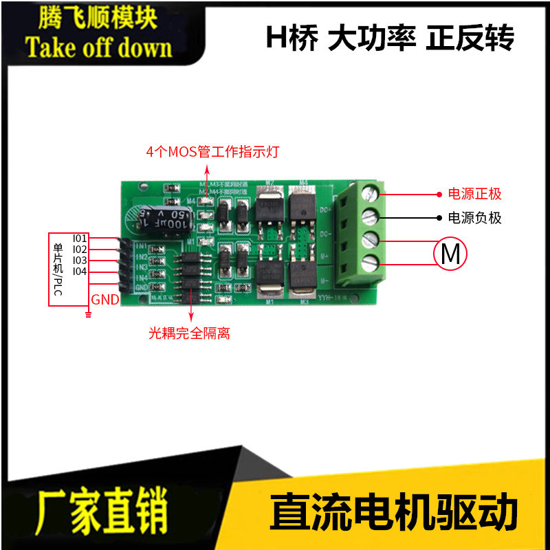 DC Motor Drive Module Board H Bridge High Power Positive Reversal Brake PWM Throttle 5 12 24V
