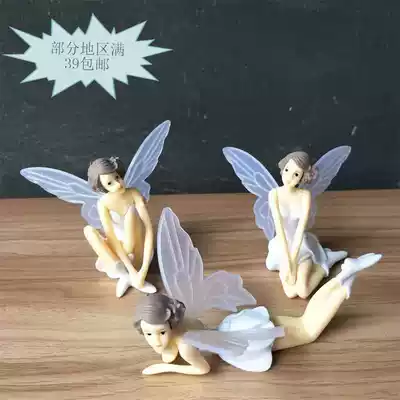 Cake decoration white wings flower fairy girl birthday ornaments Angel doll baking accessories dessert table dress