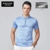 Chín động vật chăn nuôi áo thun nam Quần áo nam trung niên kinh doanh bình thường cotton cổ áo dây kéo polo mùa hè áo thun màu rắn - Áo phông ngắn Áo phông nam hàng hiệu Áo phông ngắn