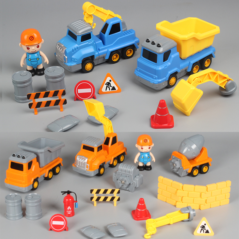 Children's puzzle assembly toy suit engineering car transporter Magnetic assembled toy magnetic car boy little car