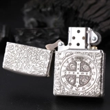 Zippo Ligher Pure Silver Deep Sculpture Пяти, доспехи Kedstanning Отцом мужской подарки Custom Collection ZP