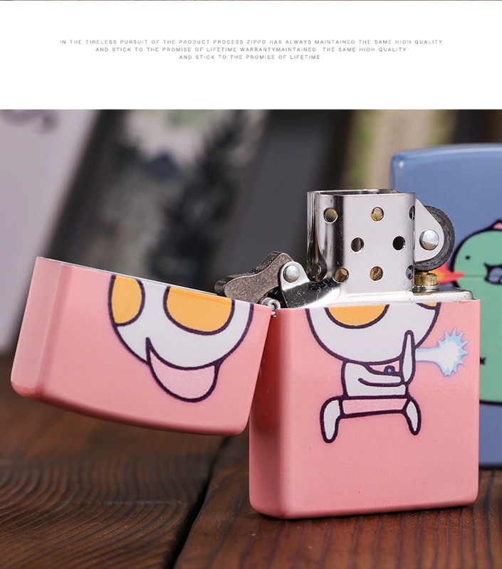 Zippo Mỹ chính hãng nhẹ hơn in màu sáng tươi Ultraman quái vật nhỏ dễ thương hoạt hình sáng tạo kho báu - Bật lửa