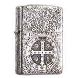 Zippo Ligher Pure Silver Deep Sculpture Пяти, доспехи Kedstanning Отцом мужской подарки Custom Collection ZP
