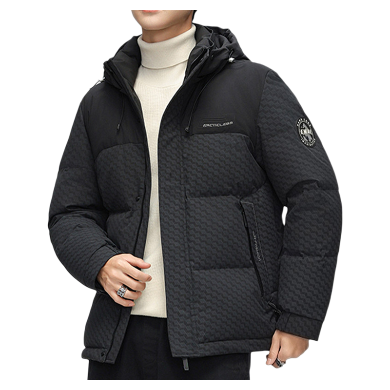 花花公子羽绒服男士2025年冬季新款保暖休闲撞色拼接百搭立领外套