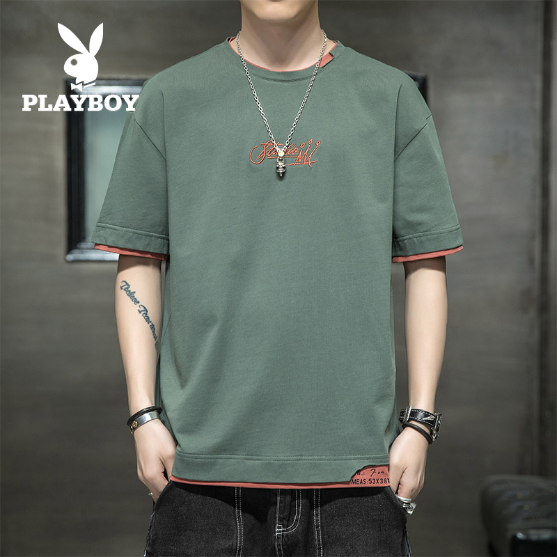 Playboy short-sleeved men's 2021 summer new men's handsome half-sleeved T-shirt men's top cotton t-shirt