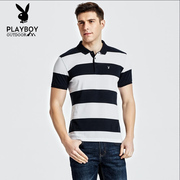 Playboy cotton ngắn tay t-shirt nam mùa hè mới mỏng nửa tay áo ve áo sọc polo áo sơ mi nam áo sơ mi