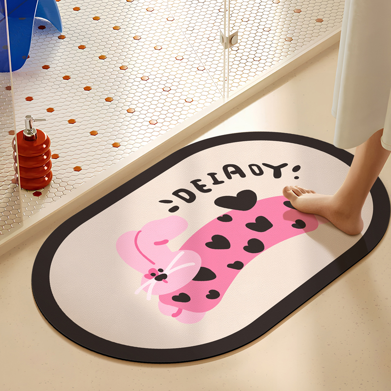 Cartoon Bathroom Floor Mats, Household Foot Mats, Toilet Water-Absorbing Quick-Drying Non-Slip Mats, Bathroom Door Mats, Carpets, Bathroom Mats