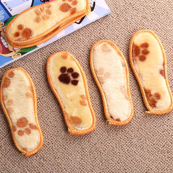 Winter new children's thickened warm insoles for boys and girls, deodorant, sweat-absorbent and velvet cotton insoles for babies and children