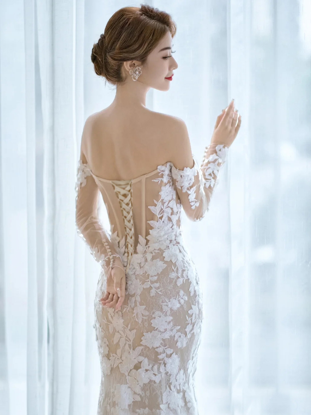 Lace retro advanced wedding dress for bride, french style,  Lace retro advanced wedding dress for bride, french style,