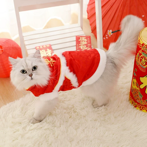 Кошачья одежда Сиамский котенок английский короткий кот Новый год Праздничный котенок котенок осень осень и зима сгущенная новогодняя одежда