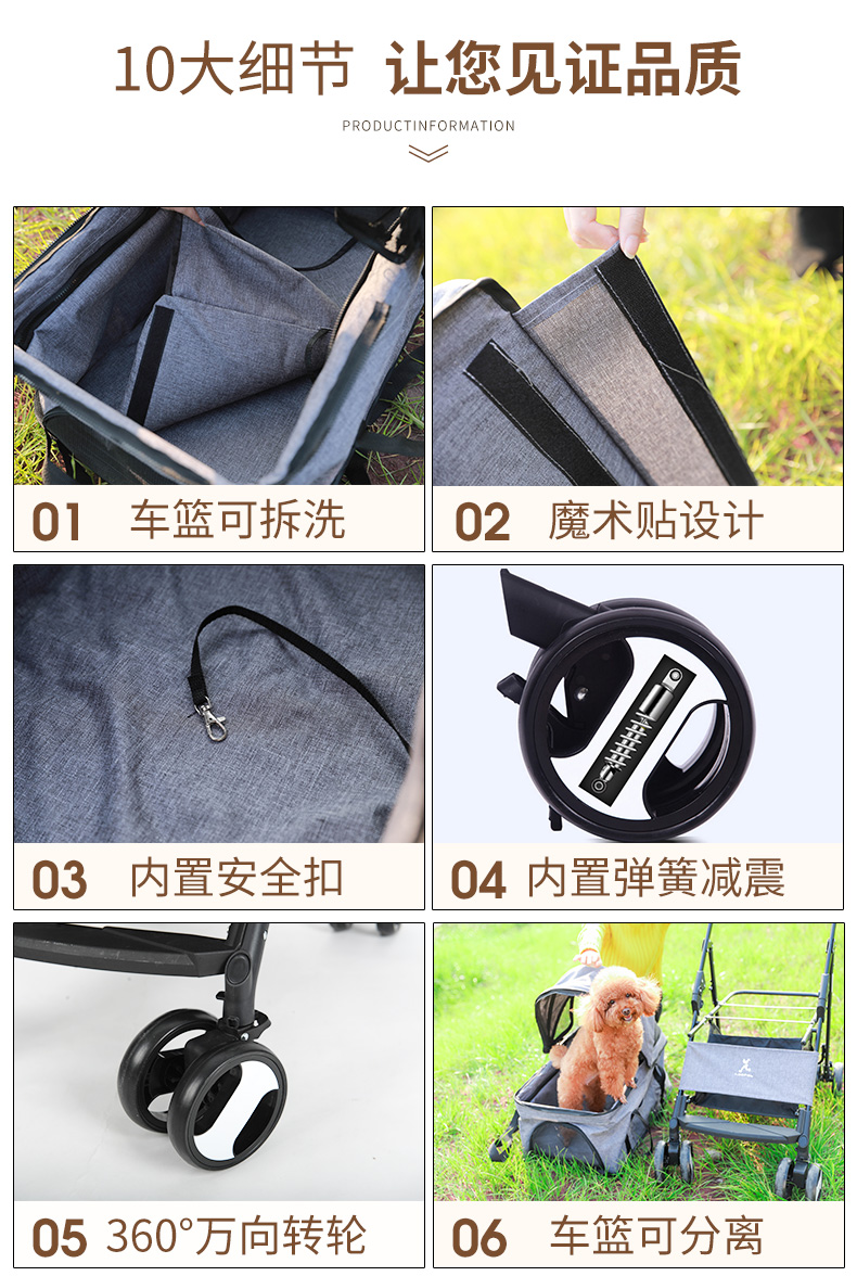 Xe đẩy vật nuôi chó con chó con ra ánh sáng mèo gấp giỏ hàng Teddy chó nhỏ xe đẩy em bé cung cấp - Cat / Dog hàng ngày Neccessities bình uống nước cho mèo