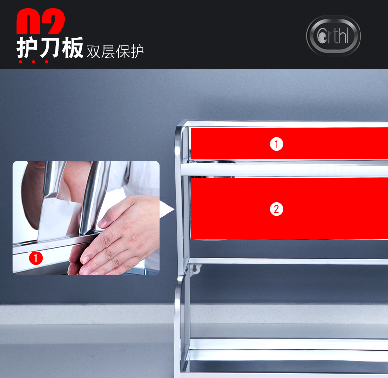 304 thép không gỉ bếp rack tầng knife chủ hộ gia đình 2 multi-layer đồ dùng nhà bếp cung cấp lưu trữ gia vị kệ nồi