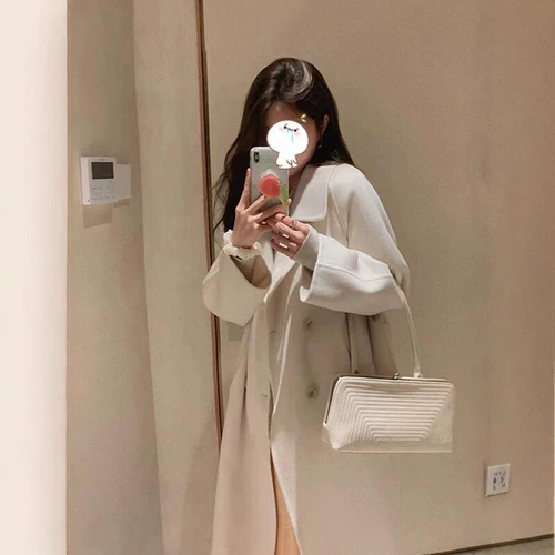 Шерстяное белое двусторонное кашемировое демисезонное шерстяное пальто, премиум класс, подходит для подростков