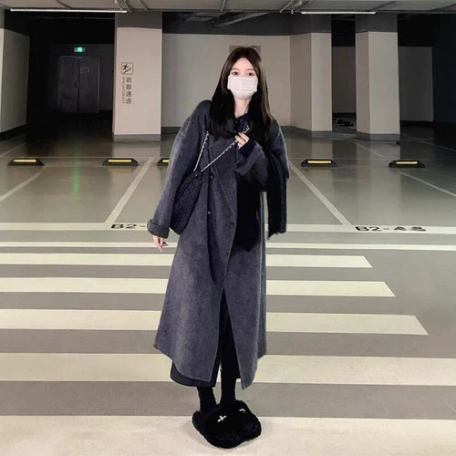 Двусторонное кашемировое демисезонное шерстяное пальто, подходит для подростков, увеличенная толщина