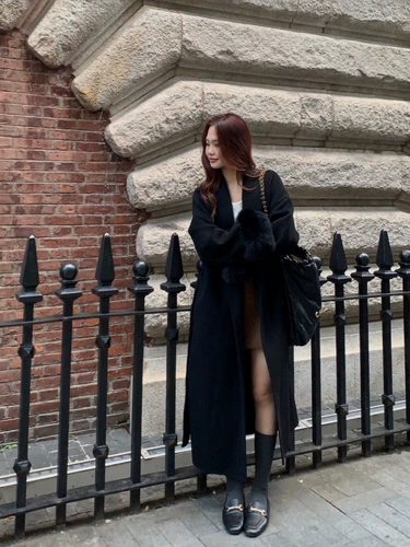 Съемный двусторонний кашемировый шерстяной пуховик, шерстяное пальто