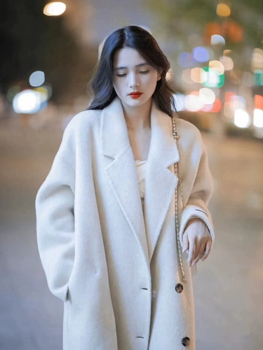 Розовое двусторонное кашемировое демисезонное небольшое шерстяное пальто, подходит для подростков