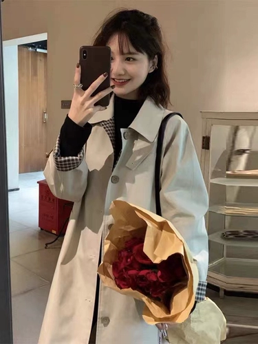 Плащ, весенняя осенняя длинная ретро куртка, средней длины, подходит для подростков, изысканный стиль