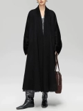 Элитное шерстяное черное двусторонное кашемировое зимнее шерстяное пальто