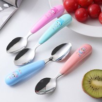 Fruit dredging spoon 304 stainless steel children scraping apple mud spoon cartoon mud scraping spoon baby supplementary food digging fruit spoon