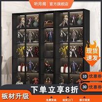 Bookcase storage cabinet Solid wood custom glass door Floor-to-ceiling bookshelf against the wall Light luxury LEGO hand-done storage display cabinet