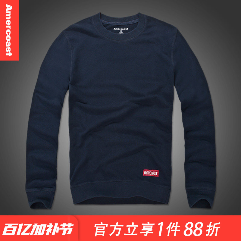 American Coast Af Long-Sleeved Men's T-Shirt Spring and Autumn Casual Pure Cotton Casual Top Printed Round Neck Men's Base Shirt