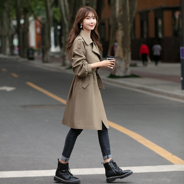 Windbreaker Women's Mid-Length Small Person 2024 Spring and Autumn New Korean Style Popular Loose Casual Coat Jacket