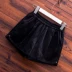 Quần short len ​​nữ mặc hươu skinny skinny mới quần lửng ống rộng nhung vàng cao eo mùa thu và quần ống rộng mùa đông quần short ren nữ đẹp Quần short