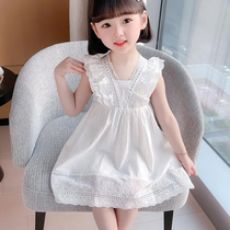 Tie-dye pure cotton white dress childrens diy handmade material package batik retro skirt student Hanfu Tang suit