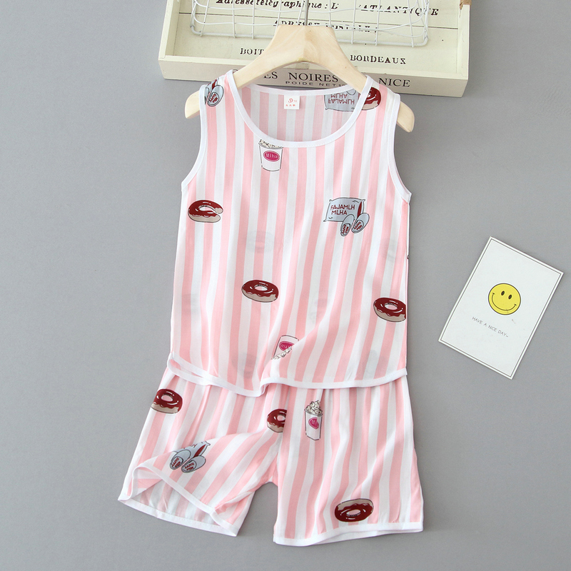 Summer childrens lụa bông vest thiết cậu bé cô gái bông nhân tạo không tay phù hợp với trẻ em bộ đồ ngủ mặc nhà mỏng.