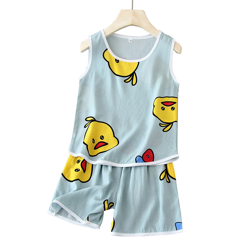 Summer childrens lụa bông vest thiết cậu bé cô gái bông nhân tạo không tay phù hợp với trẻ em bộ đồ ngủ mặc nhà mỏng.