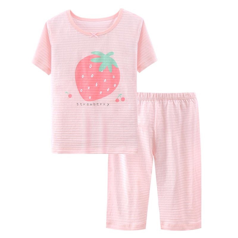 Cô gái pajama tay áo ngắn hơn quét hát-off set mùa xuân và mùa hè bông childrens nhà quần áo cô gái mỏng mô hình cô gái điều hòa không khí mùa hè quần áo em bé.