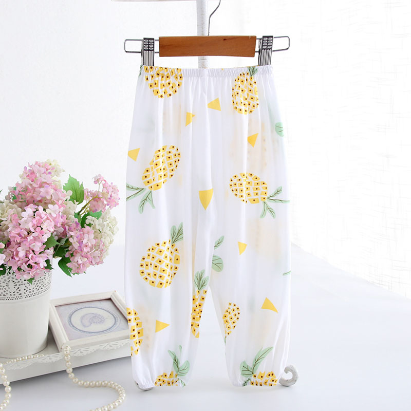 Summer pyjams trẻ em bông quần lụa childrens quần đèn lồng mỏng lụa cô gái chống muỗi quần xà cạp.