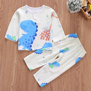 Summer childrens bộ đồ ngủ bằng lụa mỏng trai và bé gái máy lạnh phù hợp với bé mùa xuân mùa hè cotton lụa dài tay áo detat bộ.