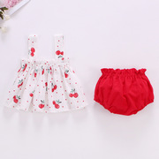 Bé mùa hè váy thiết lập quần áo trẻ em nữ 0-2 tuổi kẻ sọc bé sling váy hai mảnh bộ.
