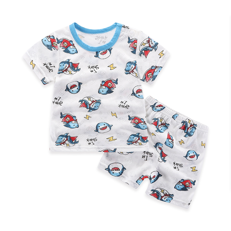 Mùa hè mới bé bộ sợi tre em bé ngắn tay bộ đồ lót childrens pajama nhà mặc 1-3-5 tuổi.