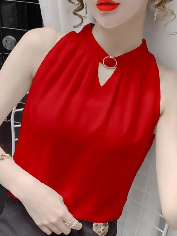 Sleeveless Chiffon Shirt for Women, Halter Neck Camisole, Halter Neck Summer New Style, Inner Wear, Outer Wear, Hollow-Out Base Shirt for Women