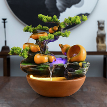 假山流水风水轮鱼池缸景观客厅新中式送礼桌面开业招财陶瓷摆件