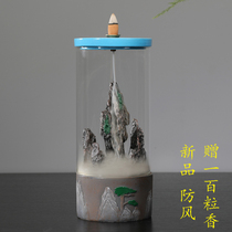 Back flow incense burner creative glass windproof ornaments sandalwood agarwood stove home tea ceremony indoor large aromatherapy stove