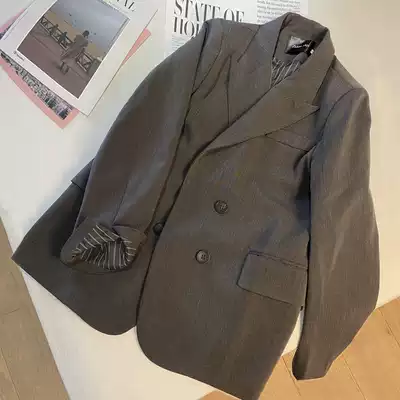 Loose Net red small suit jacket women 2021 Autumn New Korean version of British style high sense double-breasted suit tide
