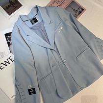 Loose medium and long fake two small suit jacket women 2021 new products Korean version of British style advanced sense suit