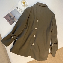 Loose Net red fried street lace up small suit jacket women 2021 autumn dress Korean version of British style Senior sense of temperament suit