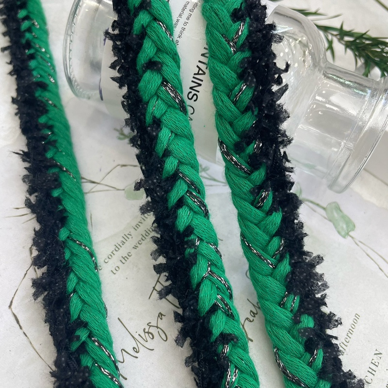 Black and Green Fringed Lace Handmade Weaving High-End DIY Clothing Accessories for Collars, Pockets, and Embellishments
