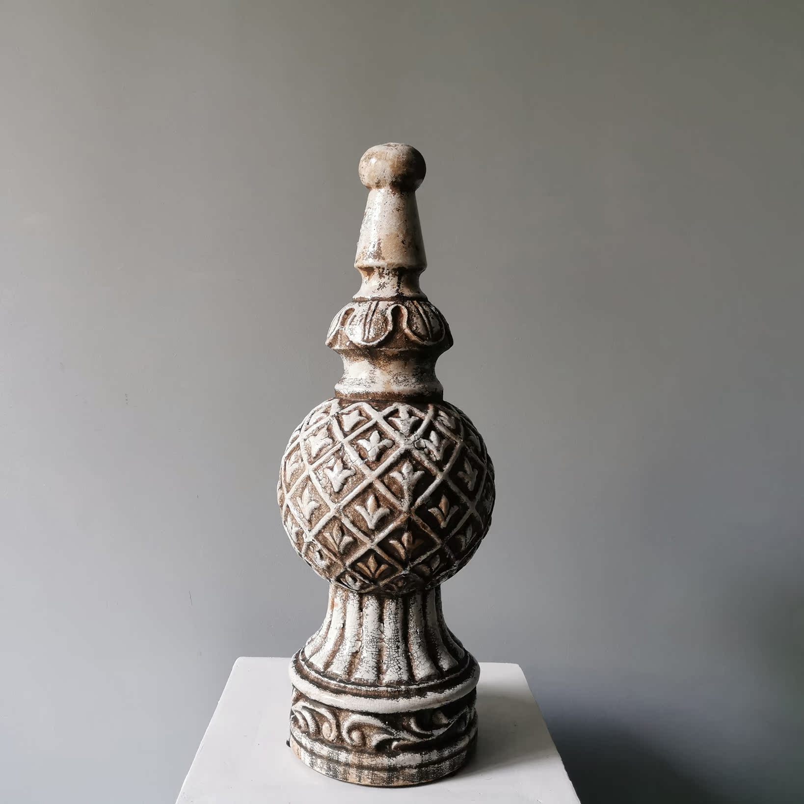 Set) India imported flower ceramic vase retro decorative pottery pot exotic ornaments hotel homestay soft