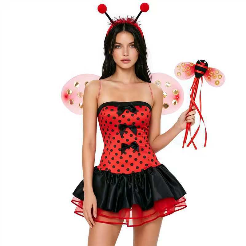 New Foreign Trade Product Amazon Strapless Tight-Fitting Ladybug Bee Dress Halloween Cosplay Party Costume Masquerade New Foreign Trade Product Amazon Strapless Tight-Fitting Ladybug Bee Dress Halloween Cosplay Party Costume Masquerade